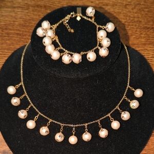 NWOT (#320) Kate Spade Elegant Gold, Pink, and Cream Jewelry Faux Pearl Set